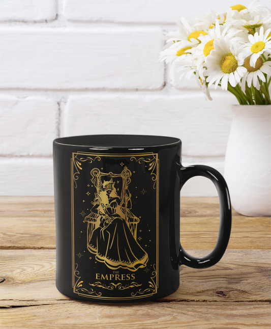 The Empress Black Ceramic Mug - 11oz & 15oz Options | Unique Gift for Tea & Coffee Lovers, The Empress Tarot Card Coffee Mug, Witchy Coffee Mug, The Empress Mug