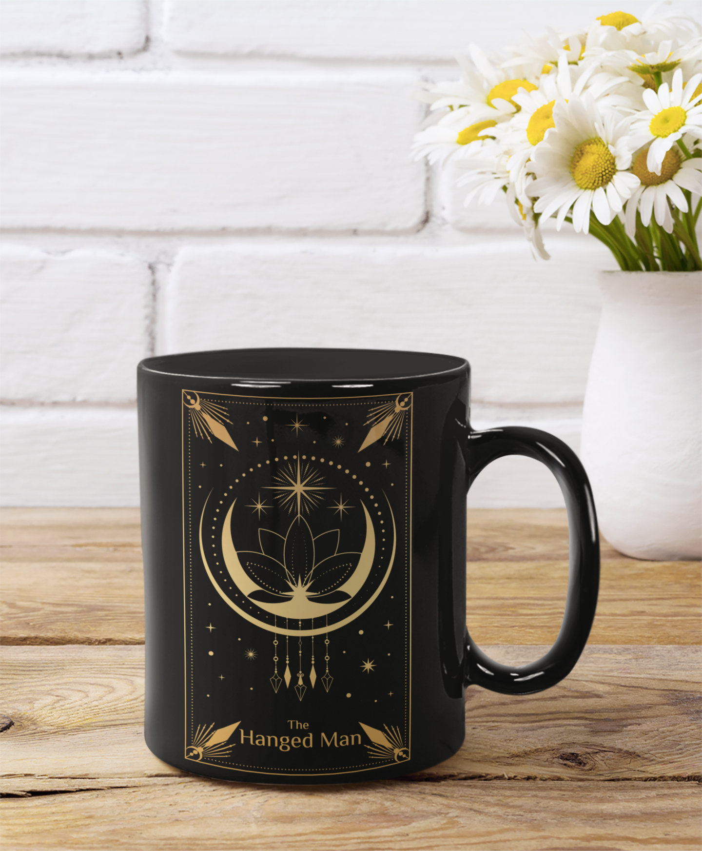 Mystical Hanged Man Ceramic Mug - Tarot-Inspired 11oz & 15oz, Celestial Gold Design Coffee Mug