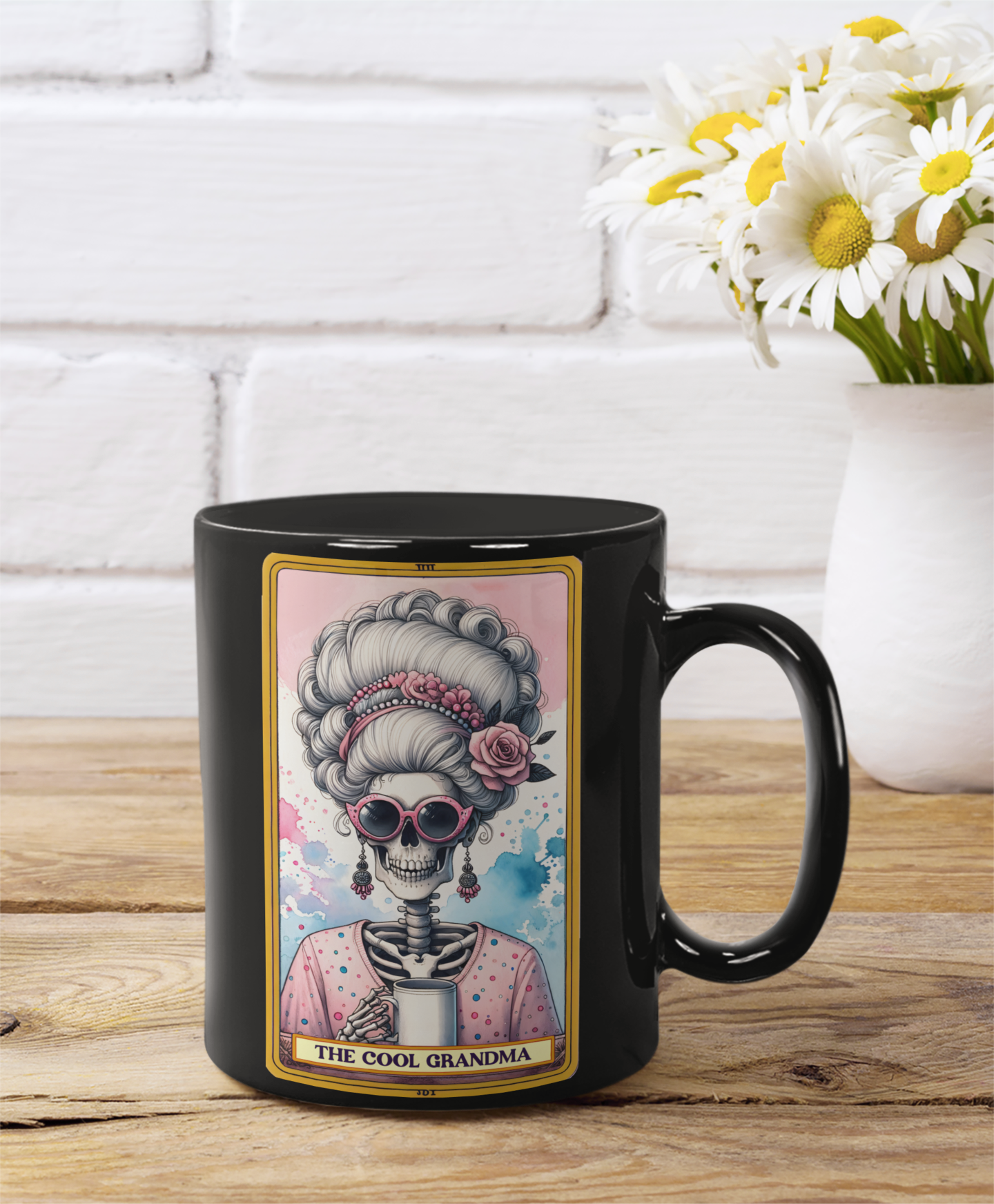 The Cool Grandma Black Mug - 11oz & 15oz, Fun Gift for Grandmothers, Perfect for Mother's Day & Birthdays, The Cool Grandma Tarot Card Coffee Mug, Coffee Mug Gift for Grandma