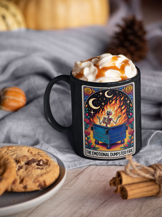 The Emotional Dumpster Fire Tarot Card Coffee Mug, Tarot Card Coffee Mug, Celestial Coffee Mug,  Emotional Dumpster Fire Mug