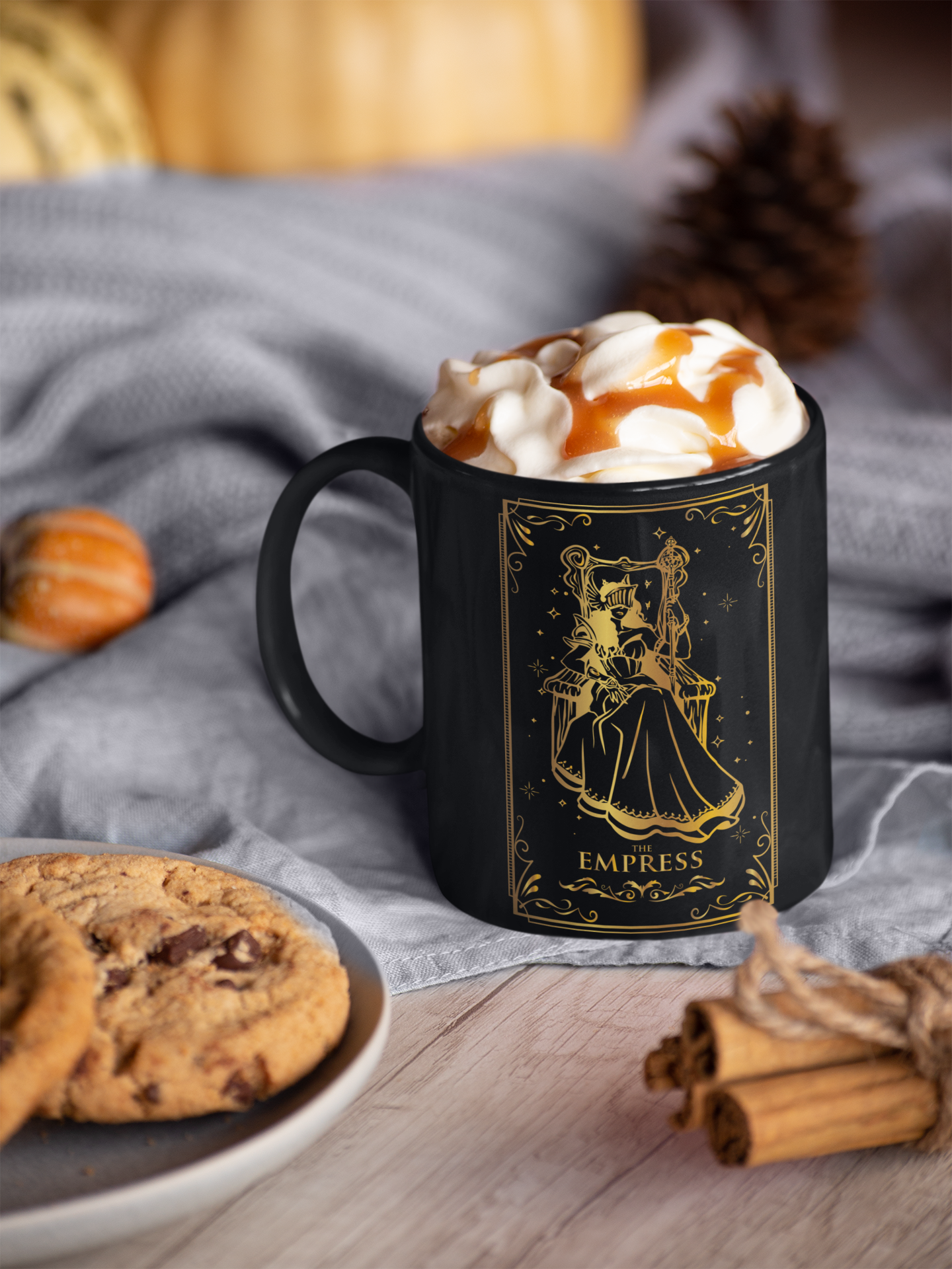 The Empress Black Ceramic Mug - 11oz & 15oz Options | Unique Gift for Tea & Coffee Lovers, The Empress Tarot Card Coffee Mug, Witchy Coffee Mug, The Empress Mug