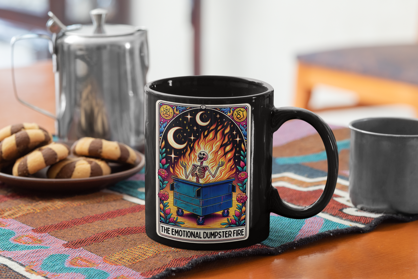 The Emotional Dumpster Fire Tarot Card Coffee Mug, Tarot Card Coffee Mug, Celestial Coffee Mug,  Emotional Dumpster Fire Mug