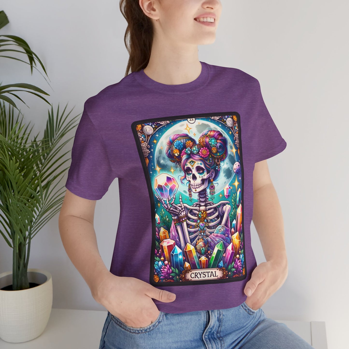 Crystal Skeleton Unisex Jersey Tee - Crystal Tarot Card Shirt, Crystal Shirt, Tarot Card Shirt,