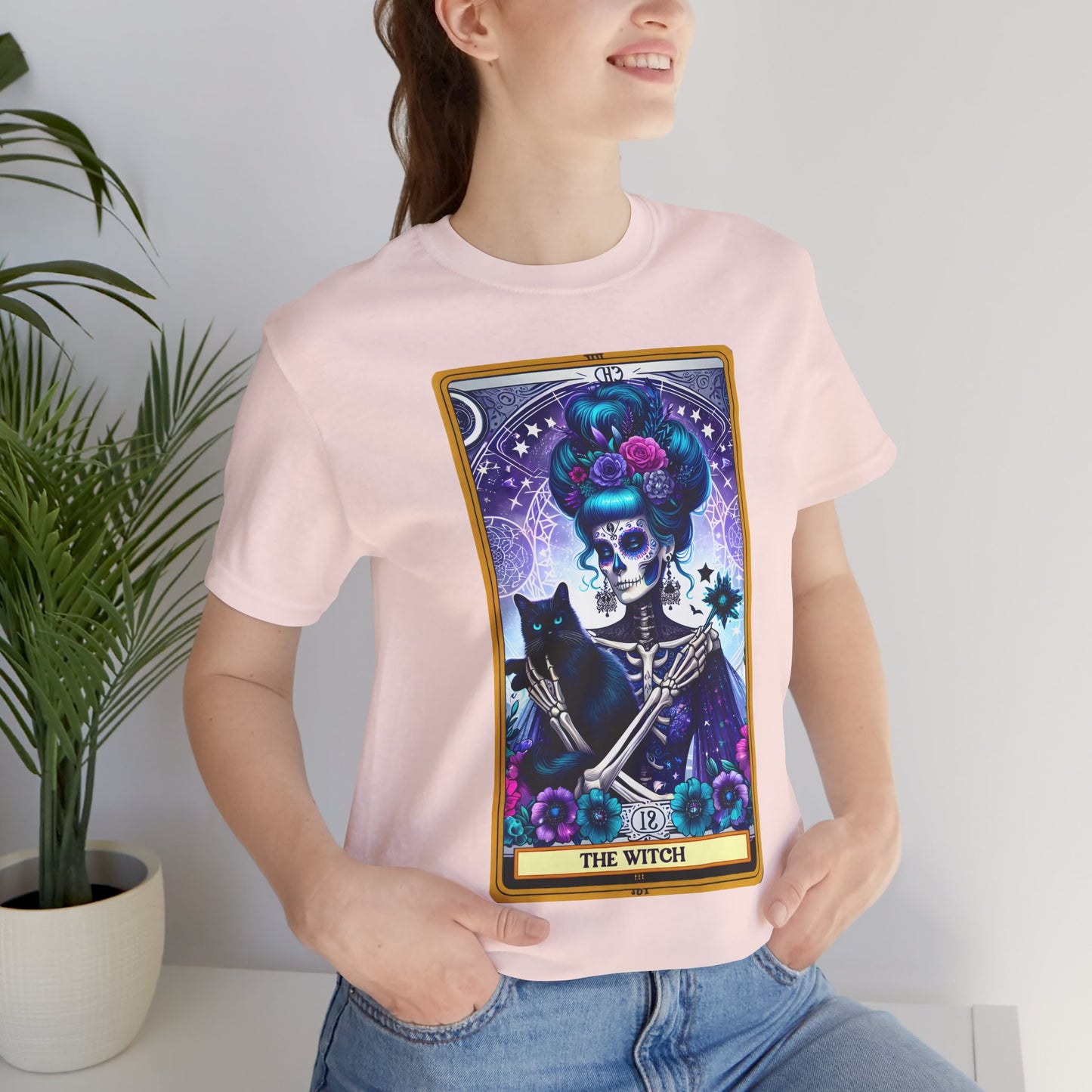 The Witch Unisex Jersey Tee – Enchanting Gothic Style Shirt for Witches and Magic Lovers, The Witch Tarot Card Shirt, Witch Halloween Shirt, Magical Wiccan Pagan Clothes