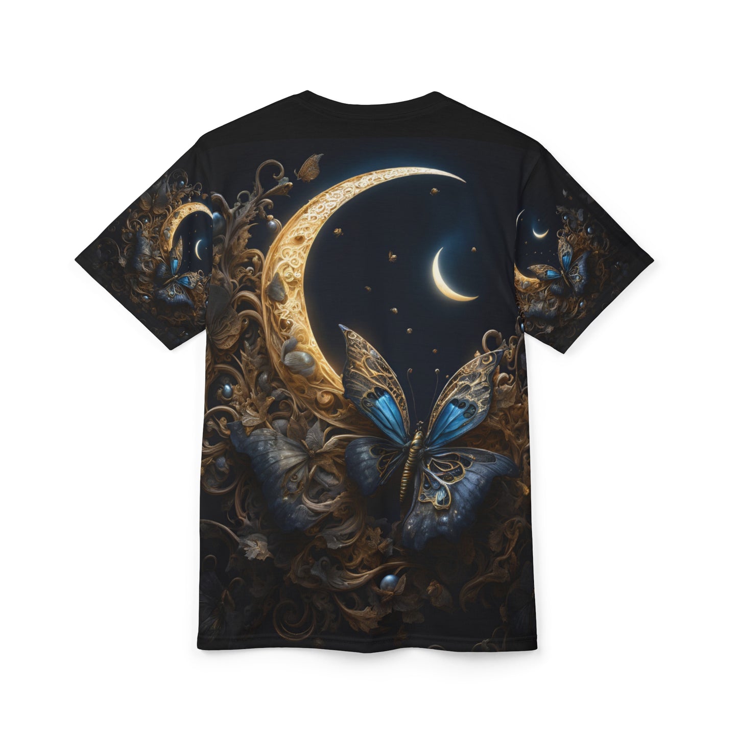 Majestic Butterfly Moon Unisex Tee - Celestial Art & Nature Design, Celestial Butterfly AOP Shirt