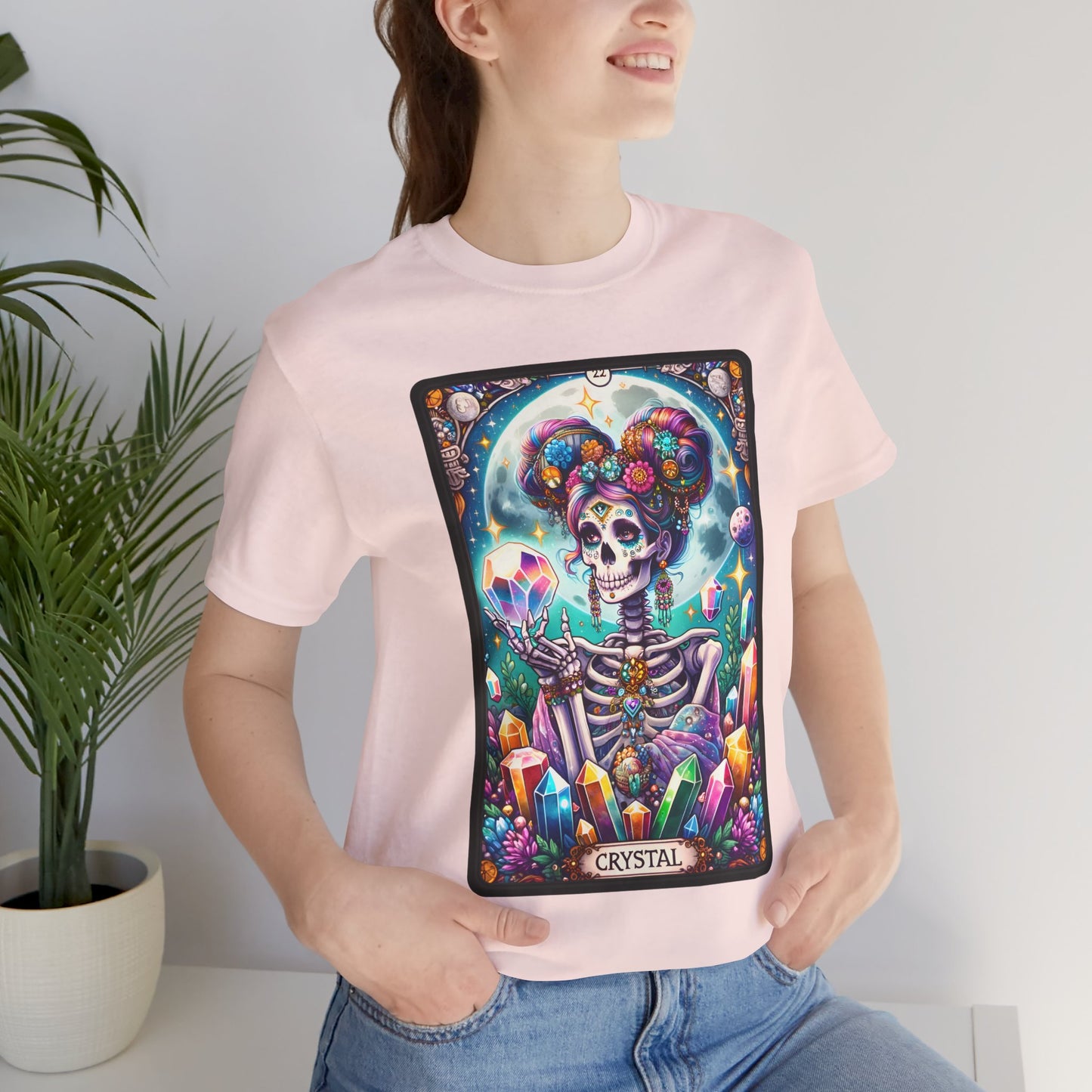 Crystal Skeleton Unisex Jersey Tee - Crystal Tarot Card Shirt, Crystal Shirt, Tarot Card Shirt,