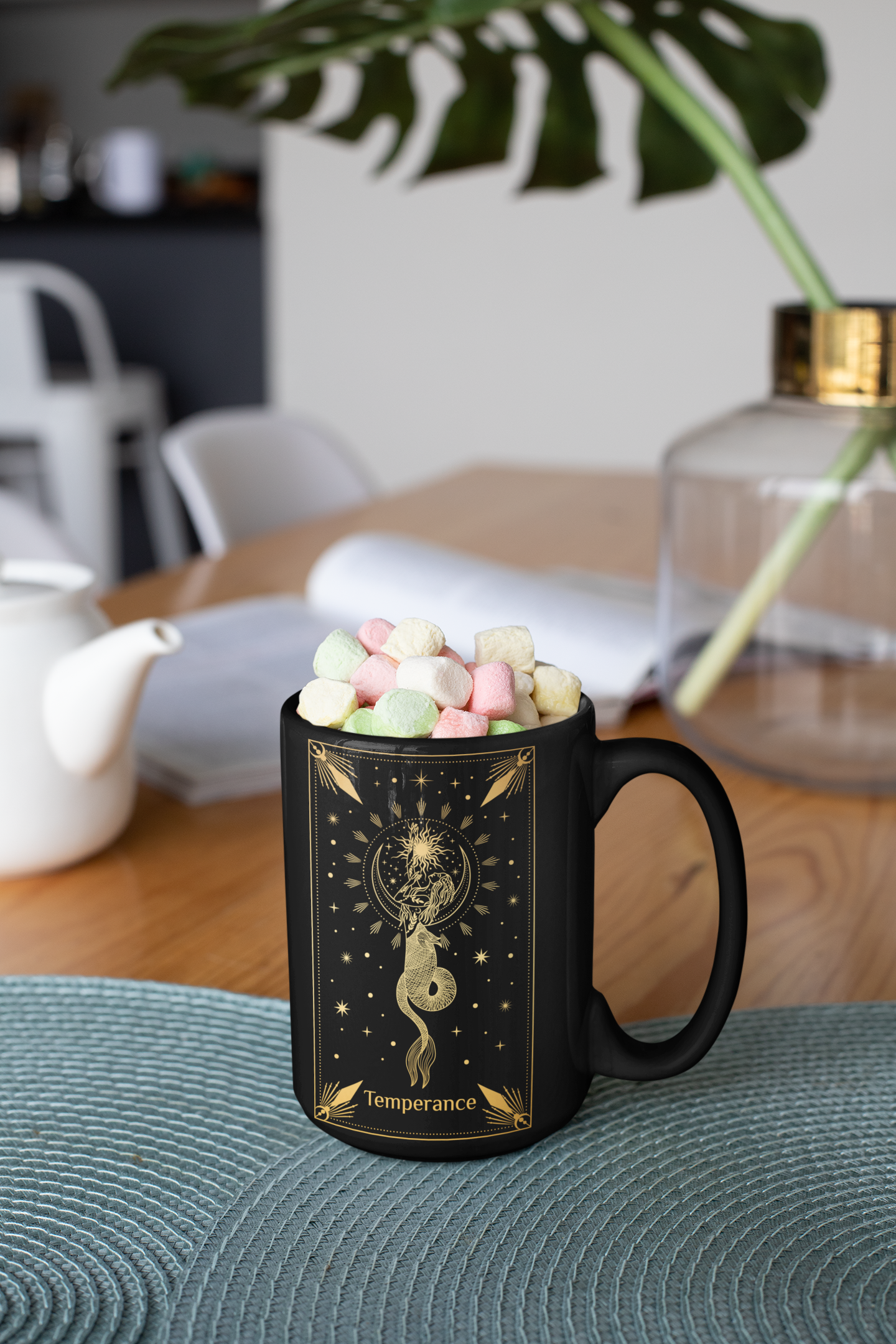 Mystical Mermaid Temperance Ceramic Mug - 11oz & 15oz Options, Temperance Tarot Card Coffee Mug, Celestial Mug, Mystical Mug