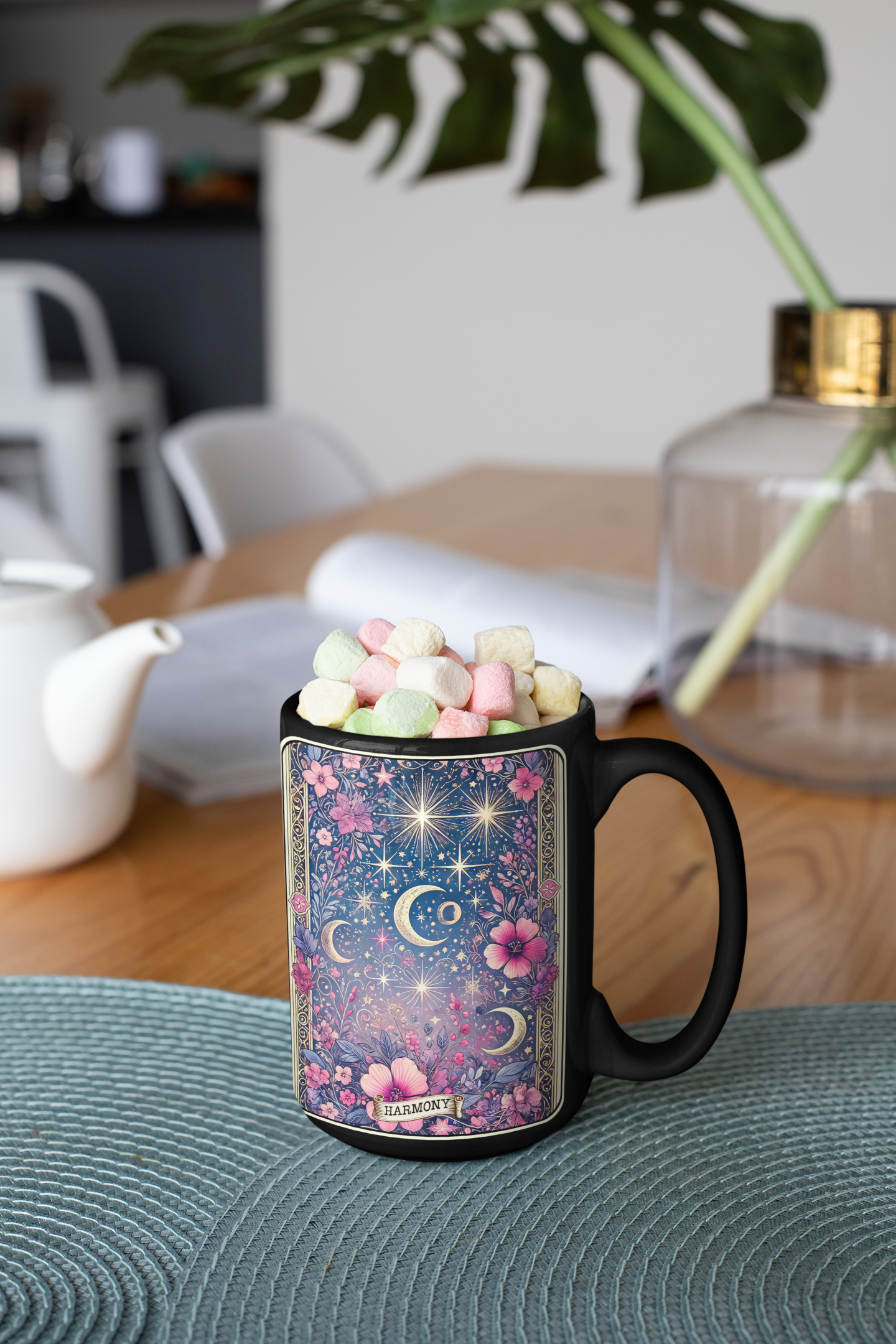 Celestial Harmony Floral Coffee Mug - 11oz & 15oz | Perfect for Dreamers & Nature Lovers, Celestial Floral Coffee Mug