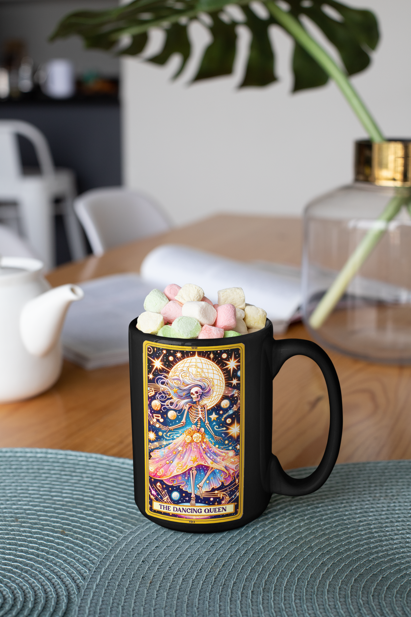 Dancing Queen Skeleton Mug - Perfect Gift for Halloween & Celebrations, The Dancing Queen Tarot Card Coffee Mug