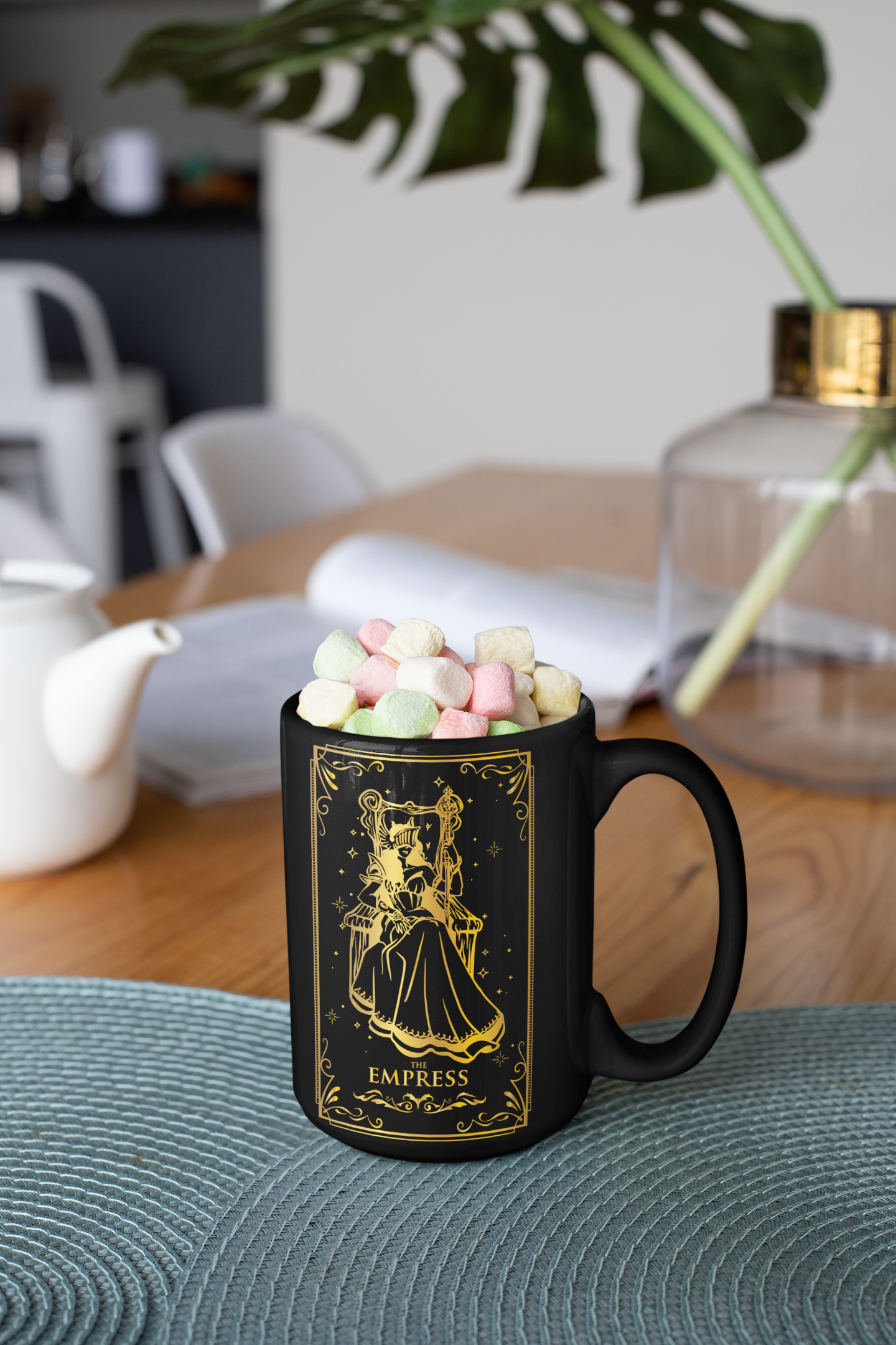 The Empress Black Ceramic Mug - 11oz & 15oz Options | Unique Gift for Tea & Coffee Lovers, The Empress Tarot Card Coffee Mug, Witchy Coffee Mug, The Empress Mug