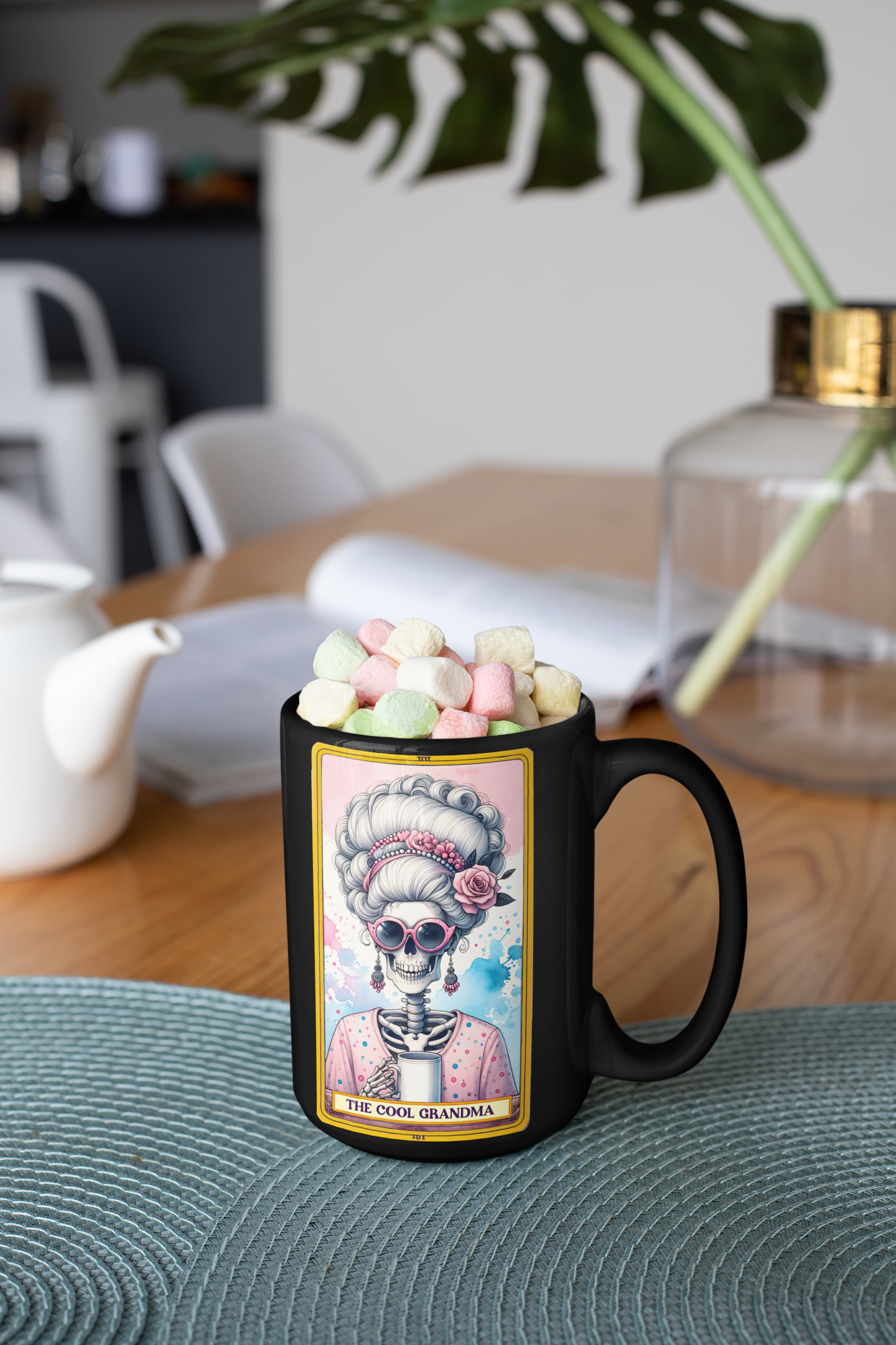 The Cool Grandma Black Mug - 11oz & 15oz, Fun Gift for Grandmothers, Perfect for Mother's Day & Birthdays, The Cool Grandma Tarot Card Coffee Mug, Coffee Mug Gift for Grandma