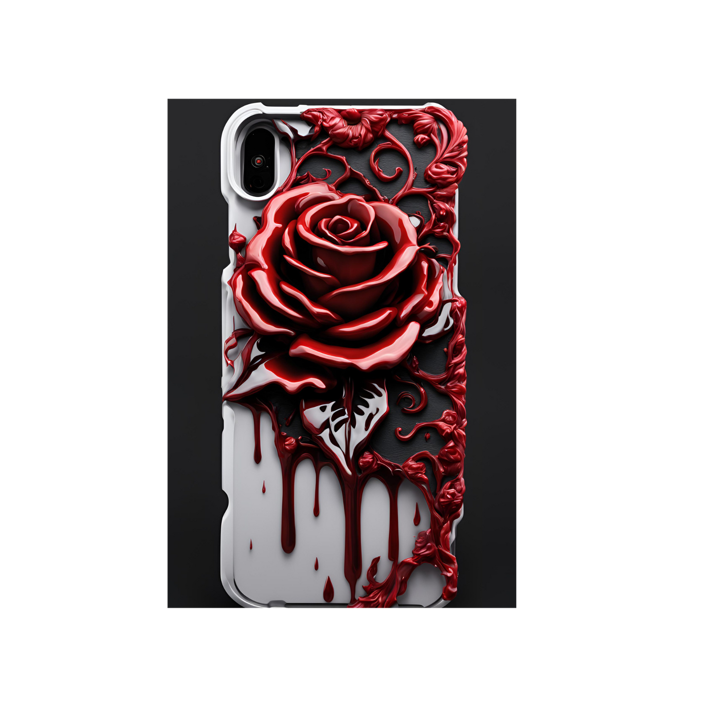 3D Gothic Red Rose Phone Case, Goth Style Dripping Blood Red Rose Phone Case for Google Pixel, iPhone, and Samsung