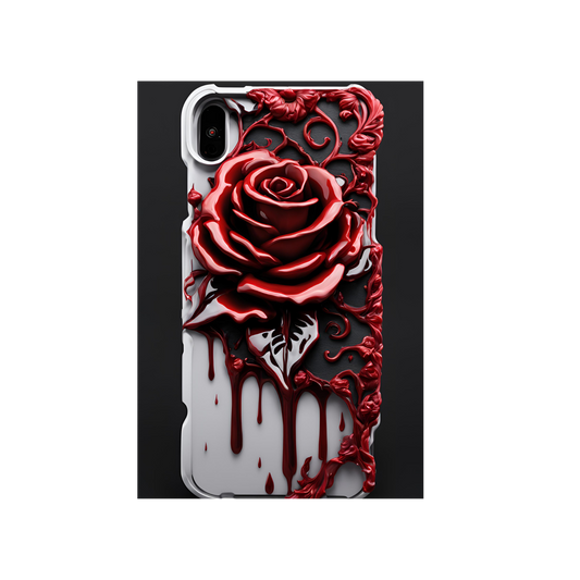 3D Gothic Red Rose Phone Case, Goth Style Dripping Blood Red Rose Phone Case for Google Pixel, iPhone, and Samsung