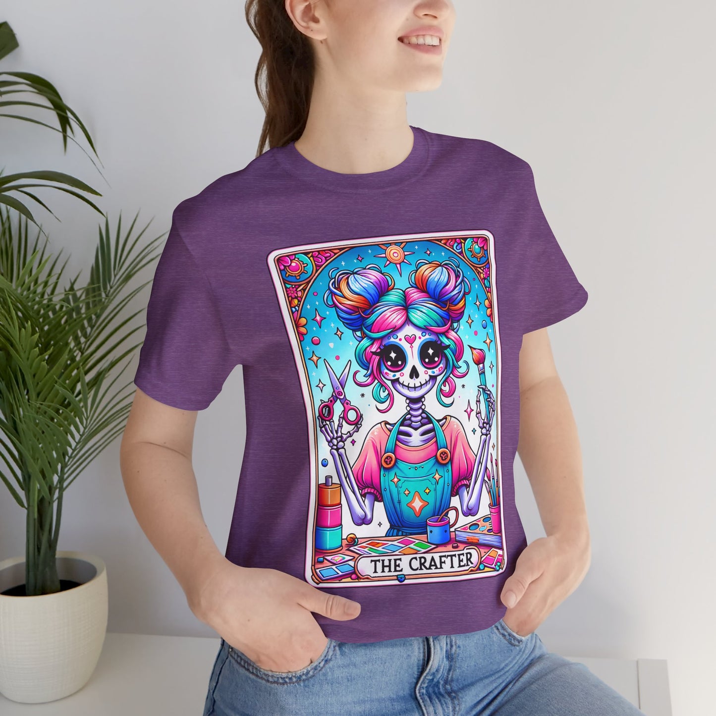 Colorful Crafter Skull Tee - Unisex Jersey Short Sleeve Shirt for Creative Souls, The Crafter Tarot Card Shirt, Funny Crafting T-Shirt, Crafter Women Shirt, Gift For Crafter,Funny Hobby Shirt,Gift For Crafter,Crafter Gifts