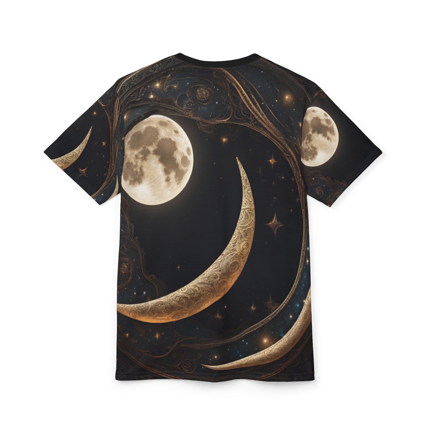 Celestial Moon Unisex Tee - Starry Night Graphic Shirt, Celestial Crescent Moon Shirt, Celestial AOP Shirt