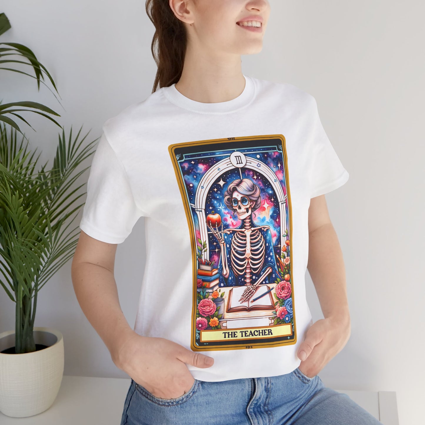 The Teacher Skeleton Graphic Tee -The Teacher Tarot Card T-Shirt, Funny Teacher Sweatshirt, Tarot Card Hoodie, Back to School Shirt For Teacher, Skeleton Teacher,Teacher Life