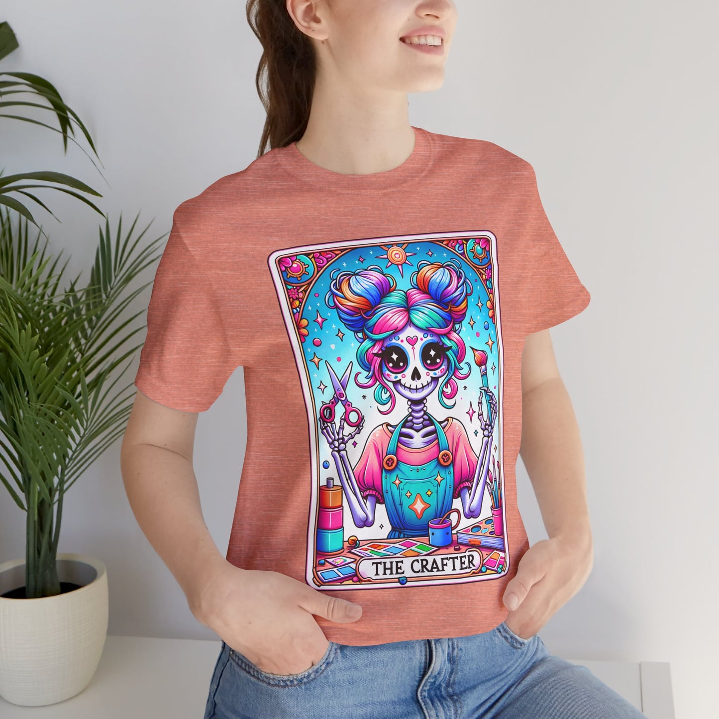 Colorful Crafter Skull Tee - Unisex Jersey Short Sleeve Shirt for Creative Souls, The Crafter Tarot Card Shirt, Funny Crafting T-Shirt, Crafter Women Shirt, Gift For Crafter,Funny Hobby Shirt,Gift For Crafter,Crafter Gifts