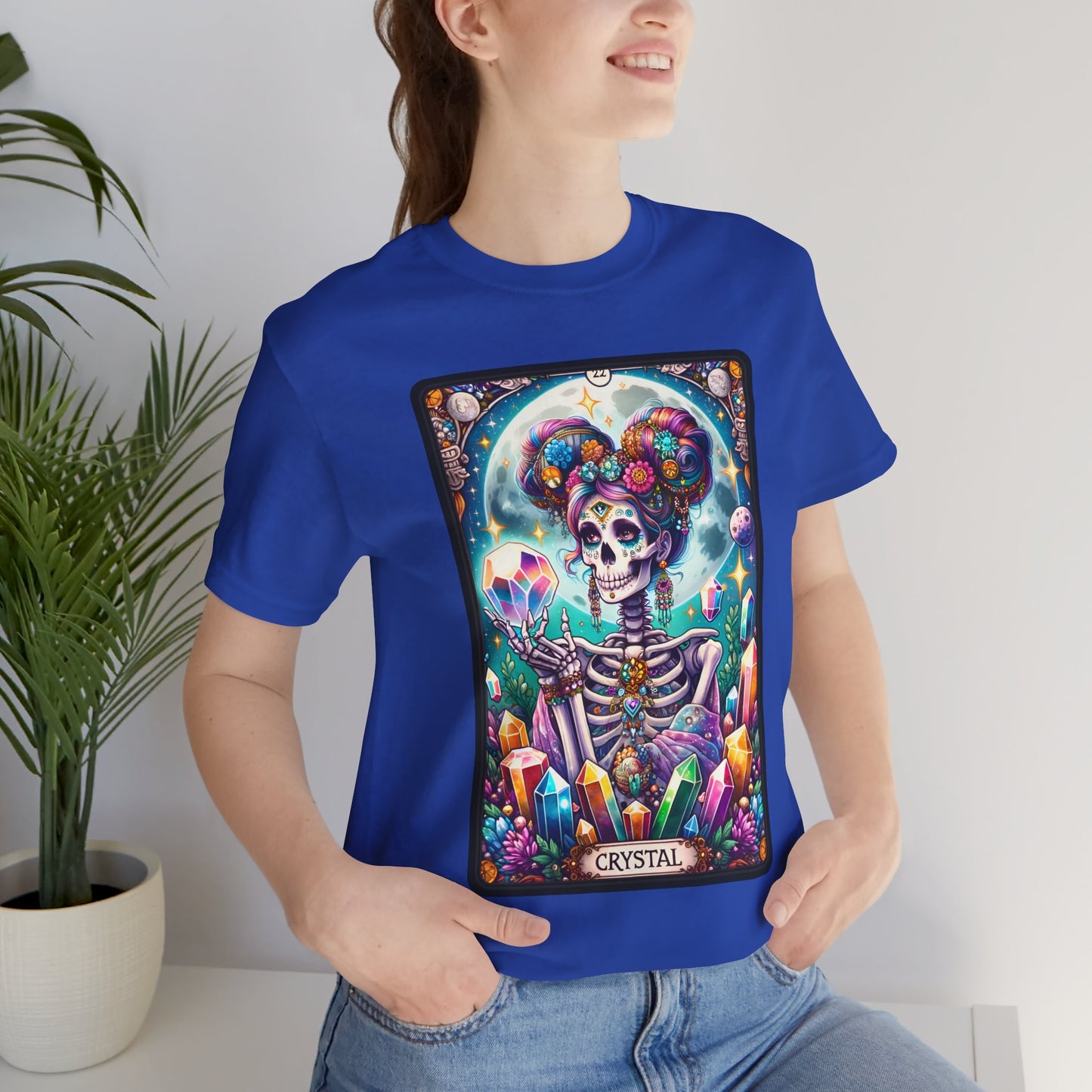 Crystal Skeleton Unisex Jersey Tee - Crystal Tarot Card Shirt, Crystal Shirt, Tarot Card Shirt,