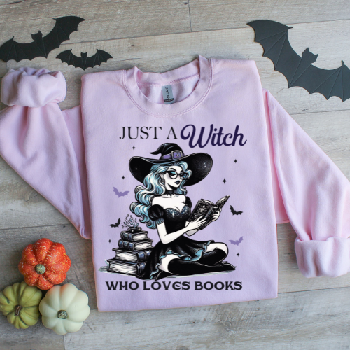 Just a Witch Who Loves Books Sweatshirt - Cozy Unisex Heavy Blend™ Crewneck for Book Lovers