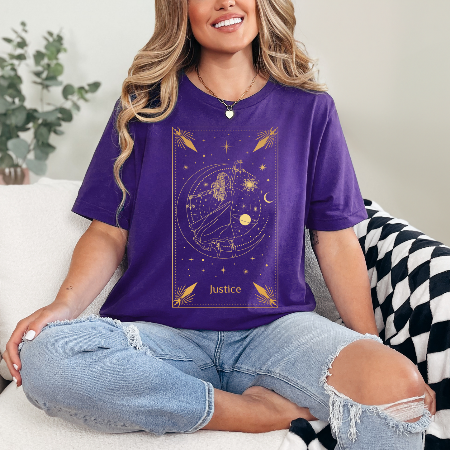 Justice Tarot Card Shirt, Justice Tarot Card Tee, Tarot Card Shirt, Celestial Shirt, Mystical Shirt, Spiritual Shirt, Witchy Shirt