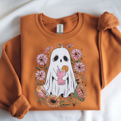Floral Ghost Sweatshirt, Ghosty Flower Shirt, Halloween Sweatshirt