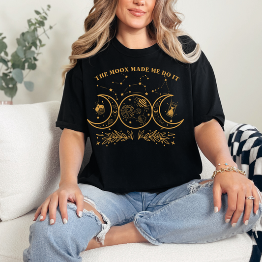 Moon Phase Graphic Tee - THE MOON MADE ME DO IT, Celestial Shirt