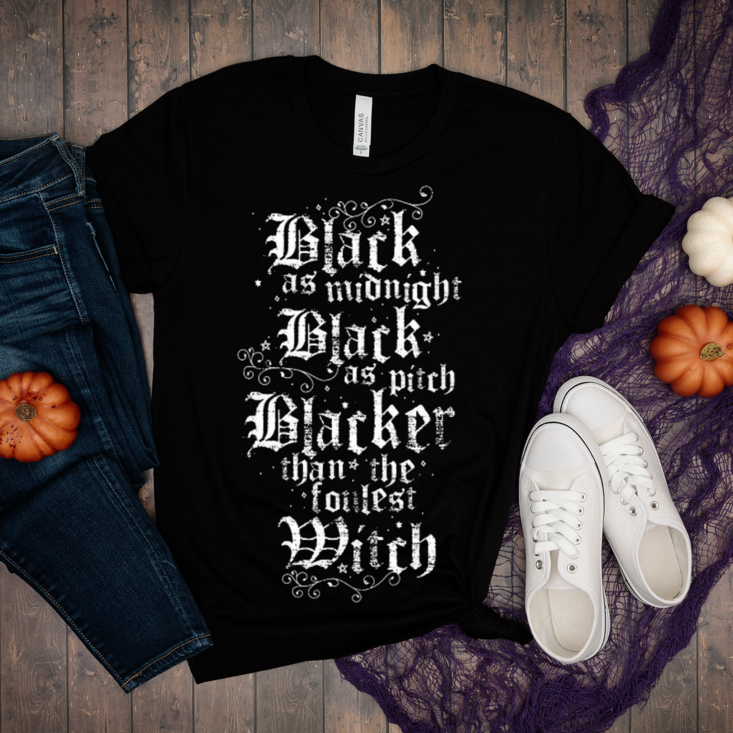 Black as midnight Black as Pitch Witch Shirt, Witch Halloween Shirt, Witchy Shirt,