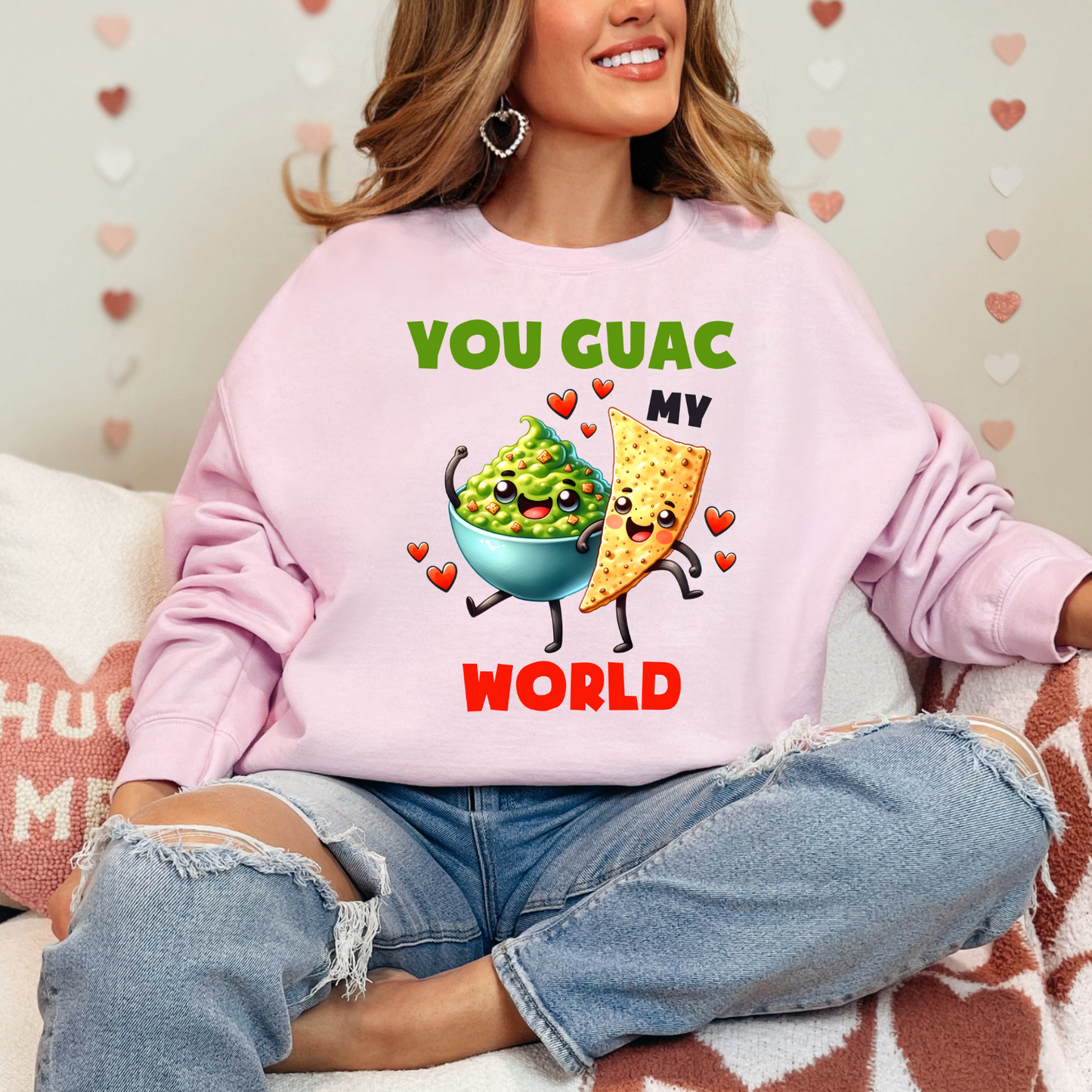 Valentine's Day Sweatshirt, Funny Guacamole Sweatshirt, Cute Gift for Foodie Friends, Casual Cozy Wear, Perfect for Parties & Celebrations, Love & Friendship