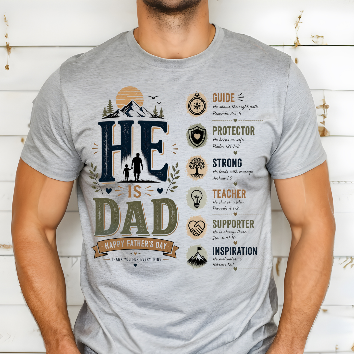 Fatherhood Vintage T-Shirt – "He is Dad" Guide, Protector & Strong Dad Tribute Tee, Father's Day Shirt