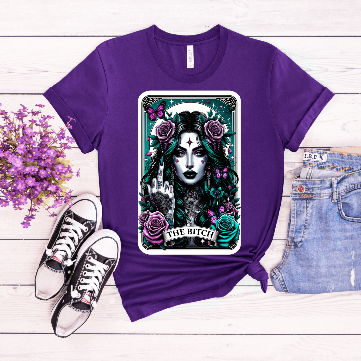 The Bitch Graphic Tee - The Bitch Tarot Card Shirt, Sarcastic Shirt, Tarot Card Shirt, Gift For Her, Trendy Shirt, Tarot Lover Gift, Funny Skull Shirt, Witch Shirt