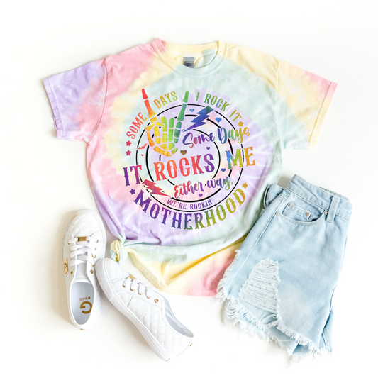 Colorful Tie-Dye Tee - Embrace Motherhood Vibes, Perfect for Moms, Birthday Gift, Casual Wear, Summer Style, Unique Gift