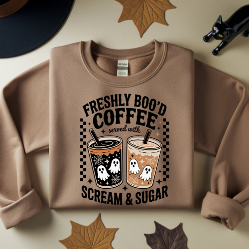Halloween Coffee Ghosts Sweatshirt, Cozy Fall Crewneck, Unisex Sweatshirt, Spooky Apparel, Cute Halloween Gift, Trick or Treat Fashion