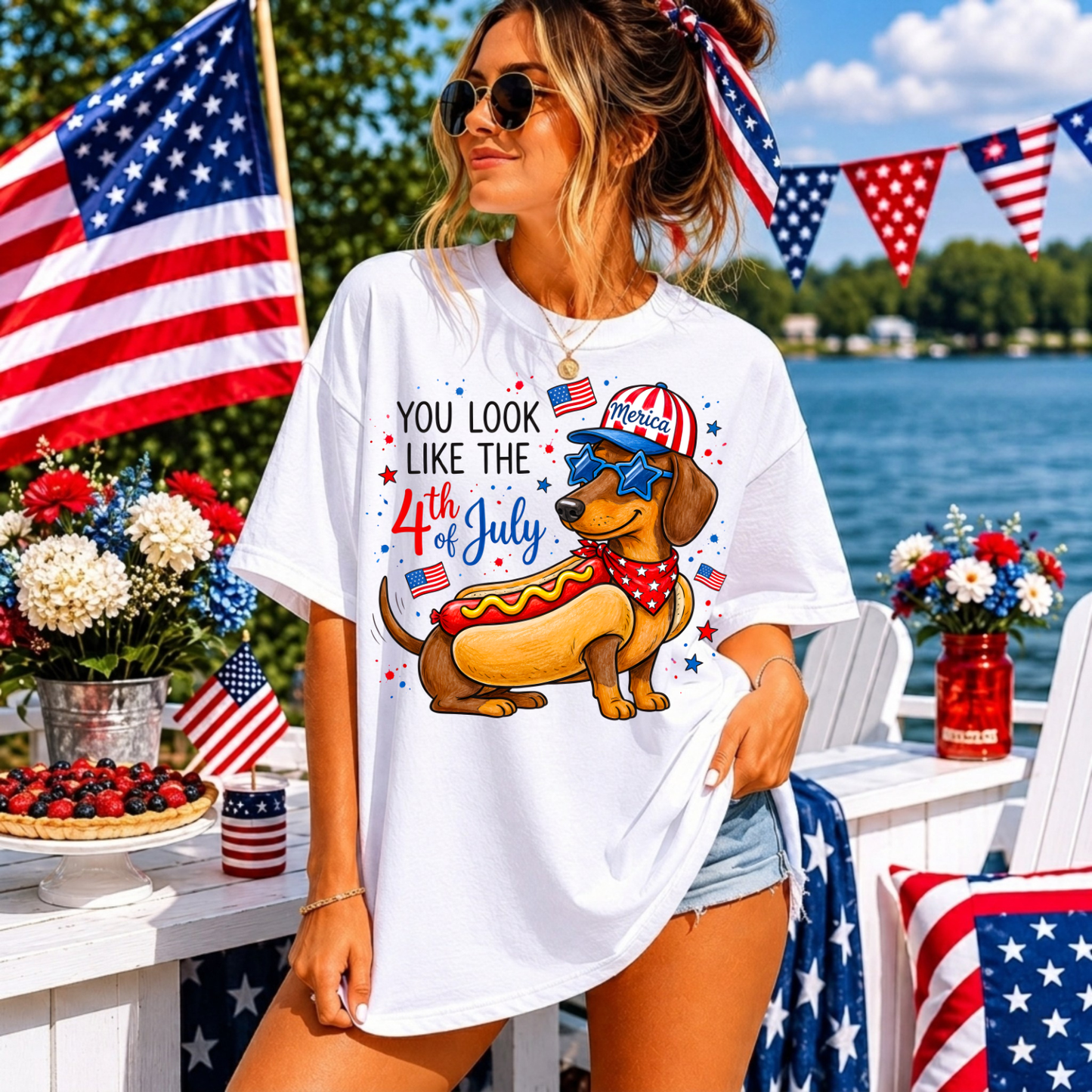 4th of July Dachshund T-Shirt – 'You Look Like the 4th of July' Patriotic Hot Dog Tee