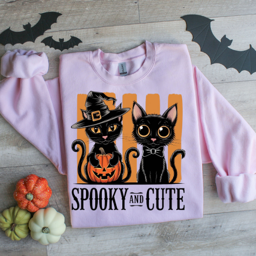 Spooky and Cute Cat Crewneck Sweatshirt
