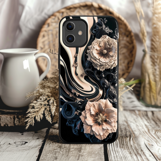 Floral Tough Phone Case - Elegant Garden Design, Gothic Flowers Phone Case for iPhone, Samsung, and Google Pixel