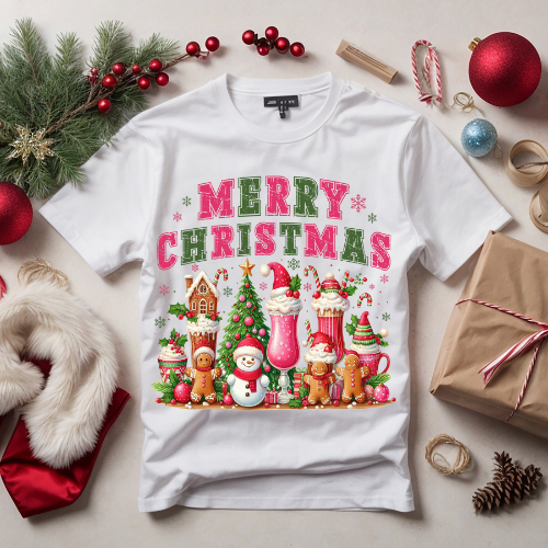 Christmas Crewneck Sweatshirt – "Merry Christmas" Festive Gnomes & Gingerbread Design