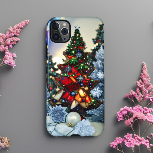 Festive Phone Case, Christmas Decor Protector, Holiday Gift, Winter Wonderland Cover, Christmas Tree Design, Seasonal Mobile Accessory