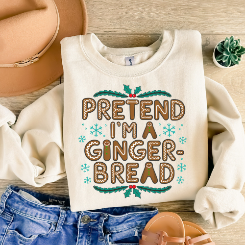 Festive Gingerbread Crewneck Sweatshirt | Cozy Holiday Apparel, Xmas Gift, Winter Wardrobe, Unisex Sweatshirt, Cute Seasonal Outfit