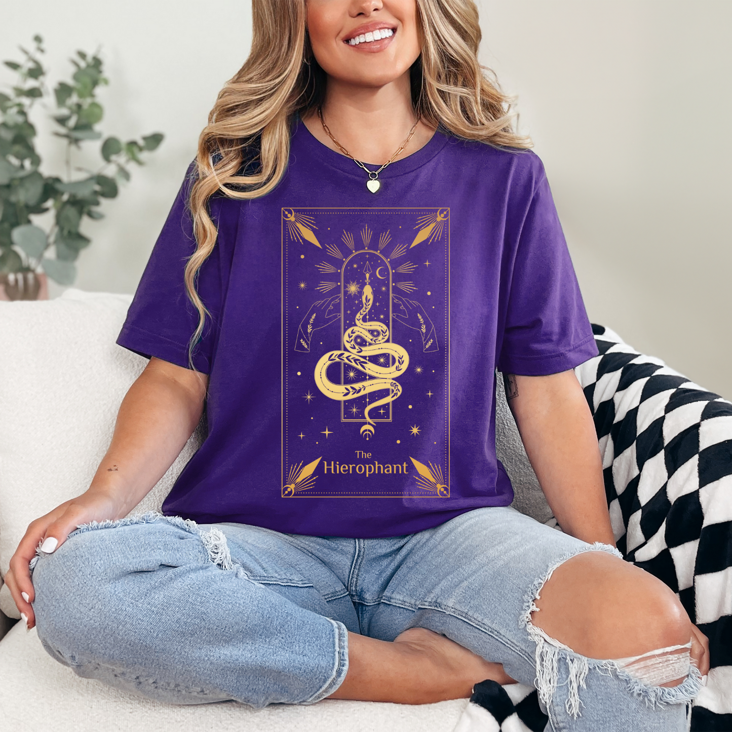 The Hierophant Tarot Card Shirt, Mystical Moon Shirt, Celestial Shirt, Moon Phases Witch Gift, Mystical Snake Shirt, Spiritual Shirt