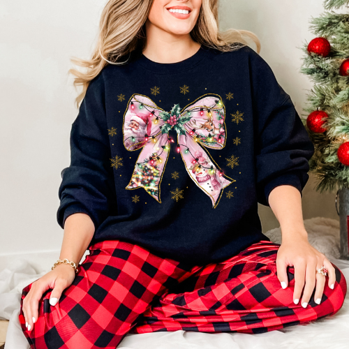 Floral Bow Crewneck Sweatshirt - Cozy Winter Sweater, Holiday Gift, Unisex Pullover, Christmas Fashion, Trendy Apparel