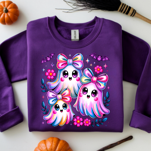 Cute Ghosts Crewneck Sweatshirt, Cozy Halloween Apparel, Ghost Lover Gifts, Autumn Fashion, Unique Sweatshirt for Fall
