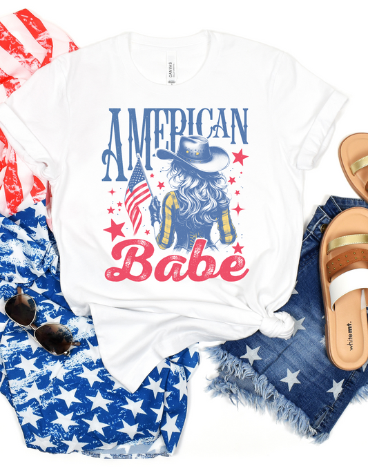 American Babe Unisex Softstyle T-Shirt, Patriotic Tee, Casual Wear, Americana Apparel, Gift for Her