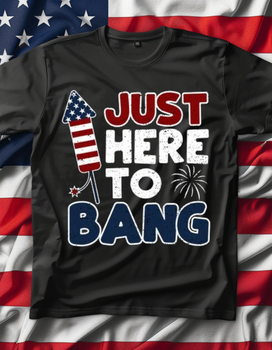 Unisex Softstyle T-Shirt - Just Here to Bang - Fun Independence Day Tee, Fourth of July Shirt, Summer Celebration Apparel, Festive [...]