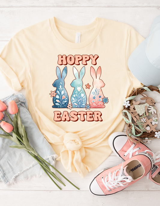 Hoppy Easter T-Shirt, Festive Bunny Tee, Spring Celebration Top, Unisex Holiday Apparel, Cute Easter Gift, Comfortable Casual Wear