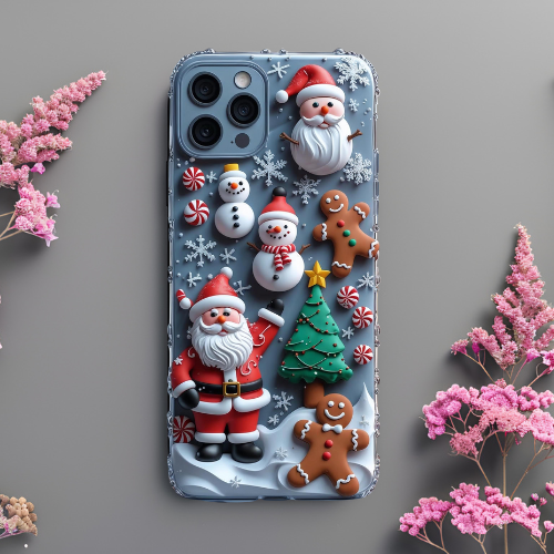 Christmas Phone Case, Festive Santa Clauses, Holiday Gift, Winter Decor, Cute Gingerbread Design, Seasonal Fun