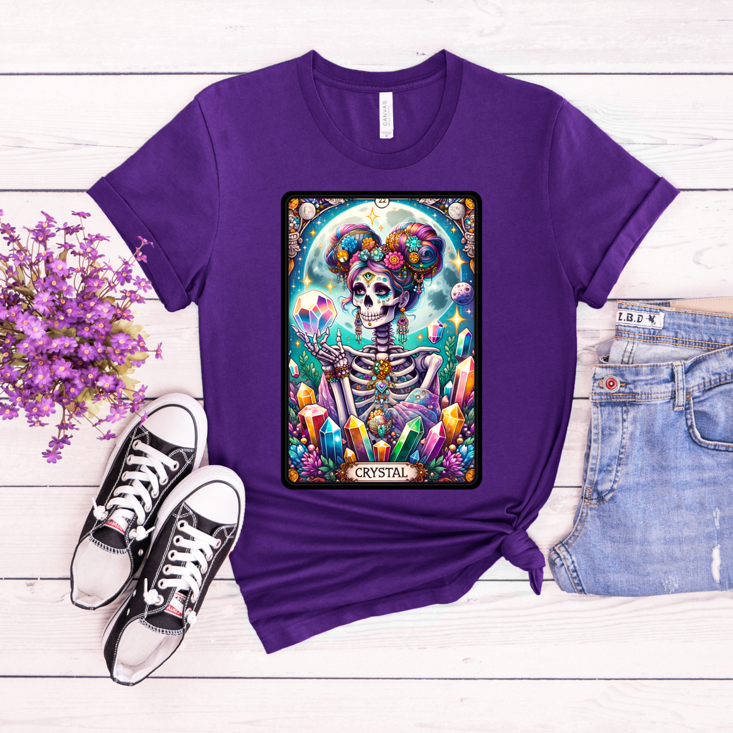 Crystal Skeleton Unisex Jersey Tee - Crystal Tarot Card Shirt, Crystal Shirt, Tarot Card Shirt,