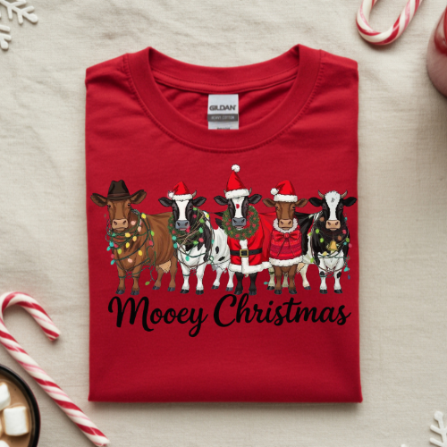 Cozy Holiday Sweatshirt, Mooey Christmas Crewneck, Funny Christmas Gift, Unisex Sweater for Farm Lovers, Warm Festive Apparel