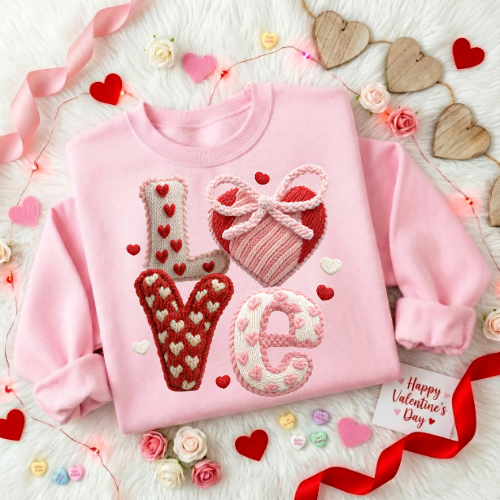 Valentine Love Crewneck Sweatshirt — Heart Gift Graphic