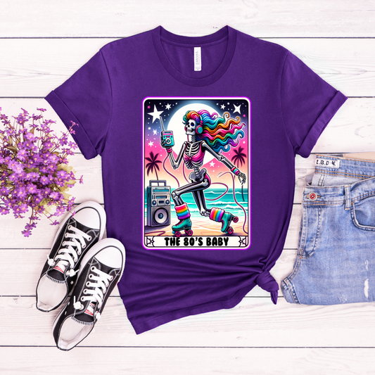 The 80's Baby Tarot Card Shirt, Tarot Card T, Skeleton Mom T-shirt, Celestial Mama Shirt, Witchy Vibes Tee, 80's Tee, Vintage Gift For Mom