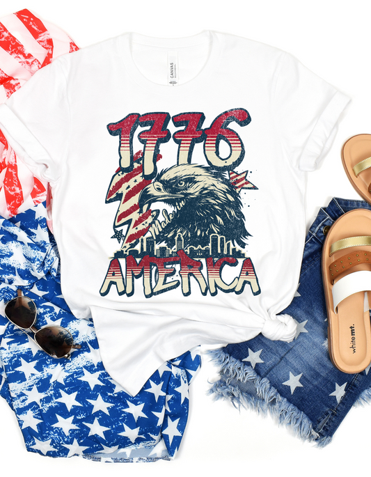 Patriotic Eagle T-Shirt | Fourth of July, Memorial Day, Vintage Graphic Tee, Unisex Softstyle Shirt, USA Pride Wear